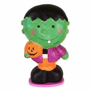 Vintage Style Frankenstein Halloween Decor - 12" Glittered Pumpkin Figure Prop